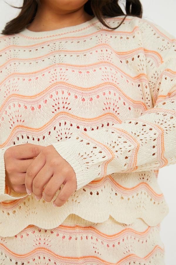 In The Style In The Style Chevron Crochet Co-Ord Top Cream