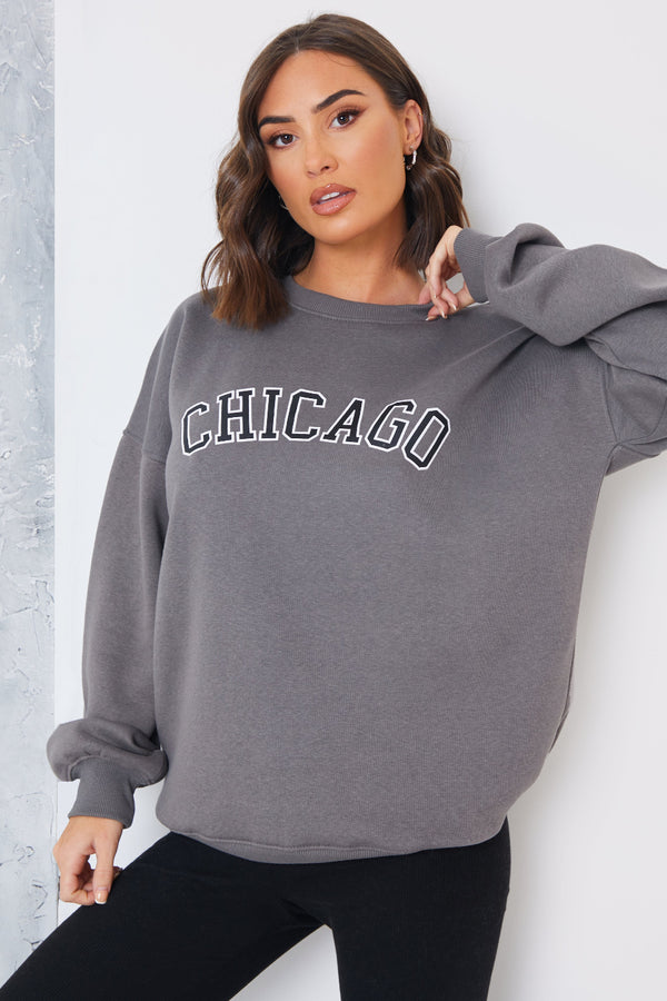 in the style In the Style Chicago Printed Sweater Grey