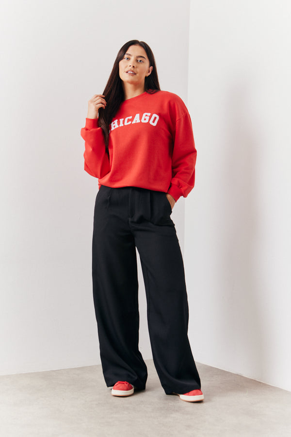 In The Style In The Style Chicago Slogan Sweatshirt Red