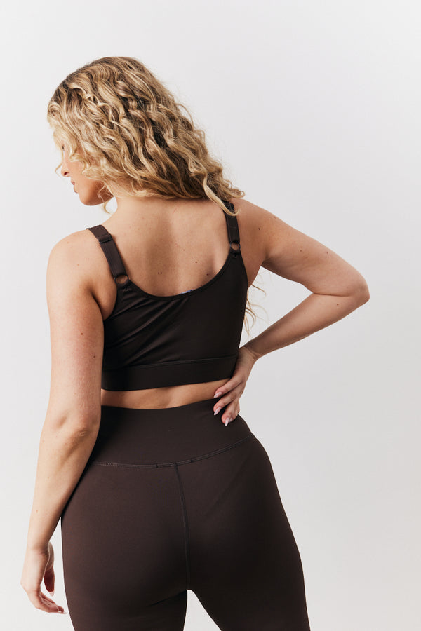 In The Style In The Style Chocolate Adjustable Sports Co-Ord Bra Chocolate