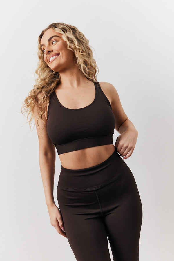 in the style In The Style Chocolate Adjustable Sports Co-Ord Bra Chocolate