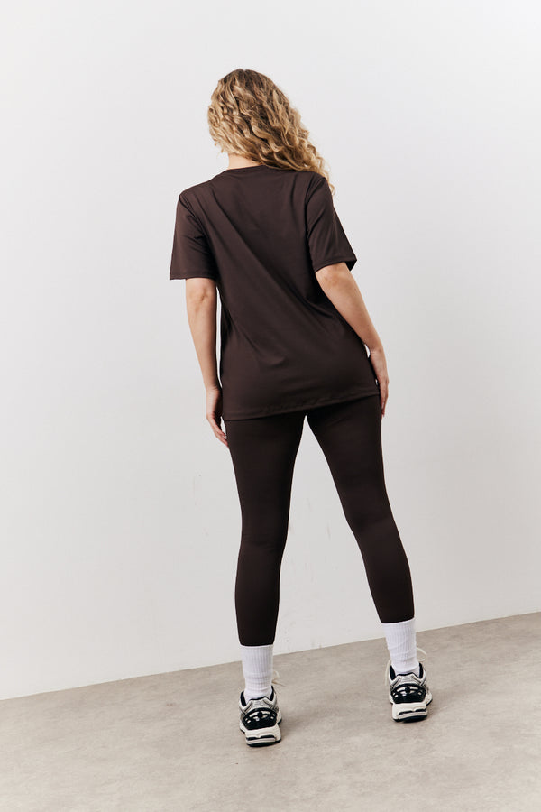 In The Style In The Style Chocolate Crew Neck Active Co-Ord T-Shirt Chocolate