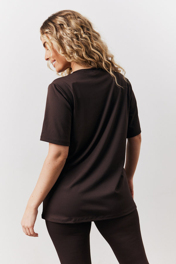 In The Style In The Style Chocolate Crew Neck Active Co-Ord T-Shirt Chocolate