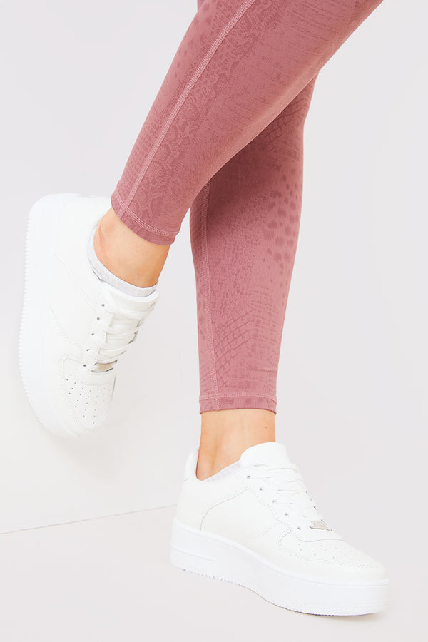 in the style In The Style Chunky Sole Lace Up Trainers White