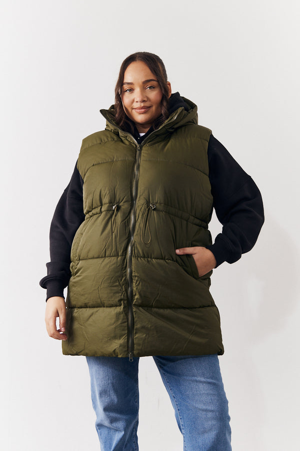 In The Style In The Style Cinched Waist Gilet Olive