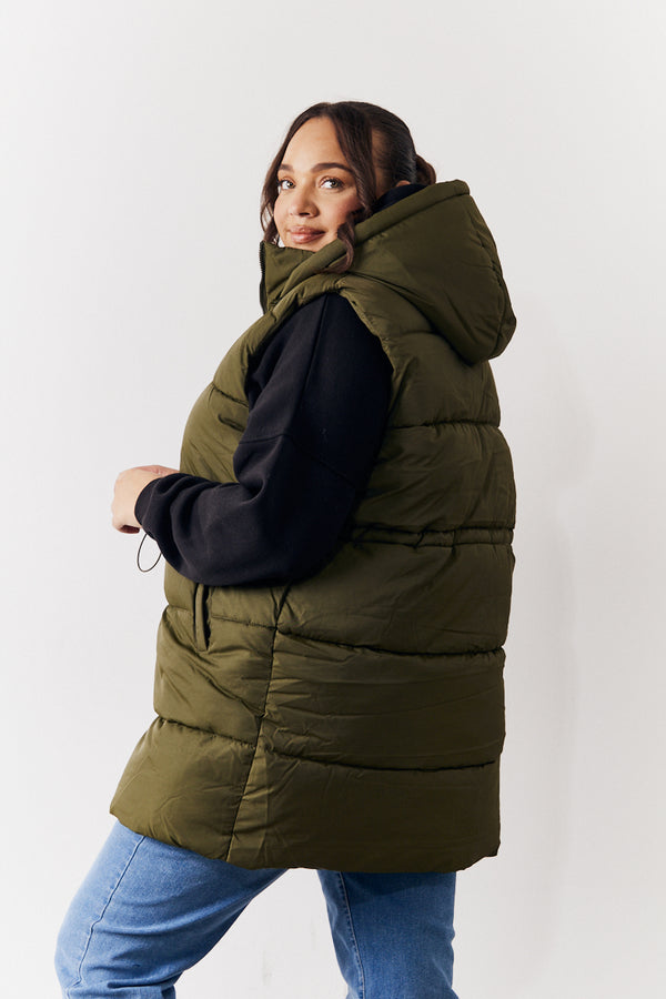 In The Style In The Style Cinched Waist Gilet Olive