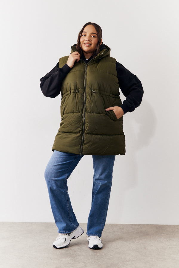 in the style In the Style Cinched Waist Gilet Olive