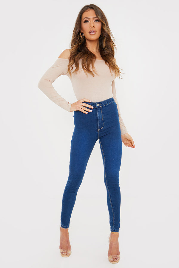 In The Style In The Style Clean High Waisted Stretch Jegging Jeans Blue