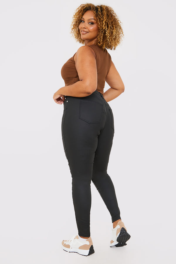 In The Style In The Style Coated High Waisted Jeans Black