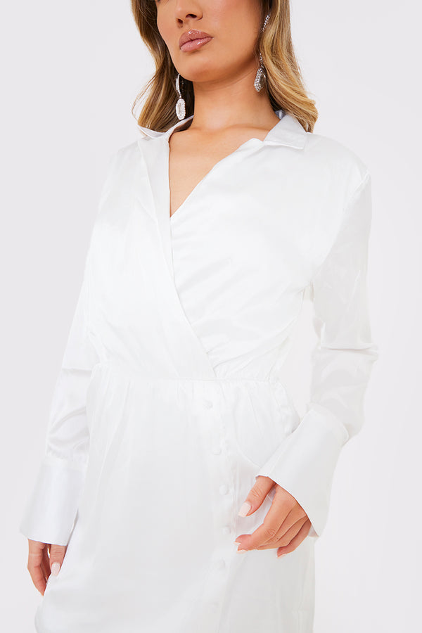 In The Style In The Style Collar Button Mini Dress White