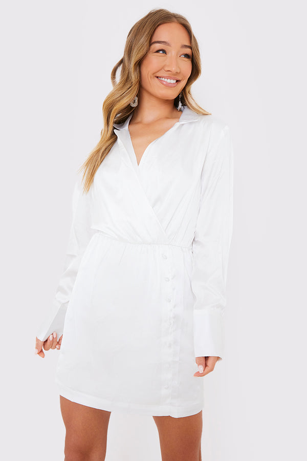 in the style In The Style Collar Button Mini Dress White