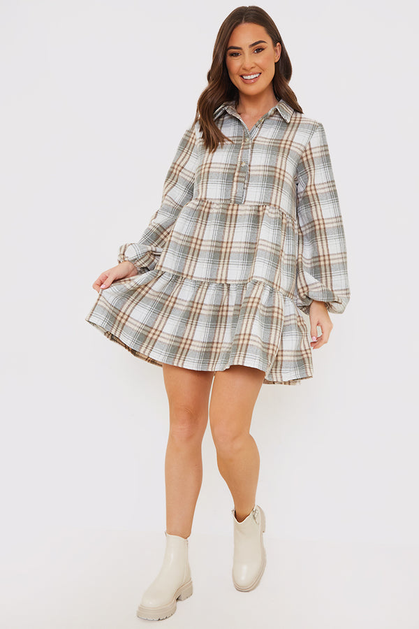 In The Style In The Style Collared Smock Dress Grey
