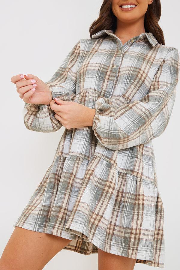 In The Style In The Style Collared Smock Dress Grey