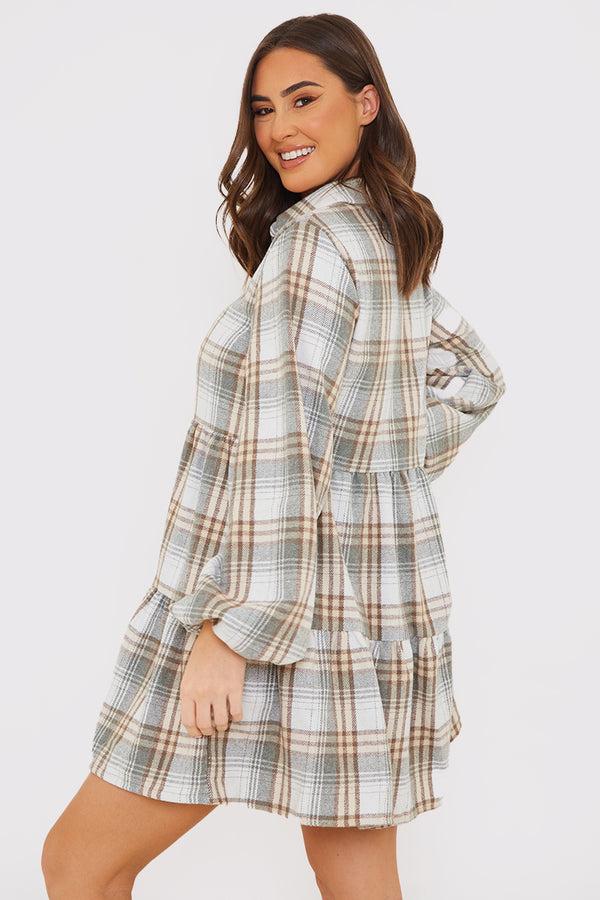 In The Style In The Style Collared Smock Dress Grey