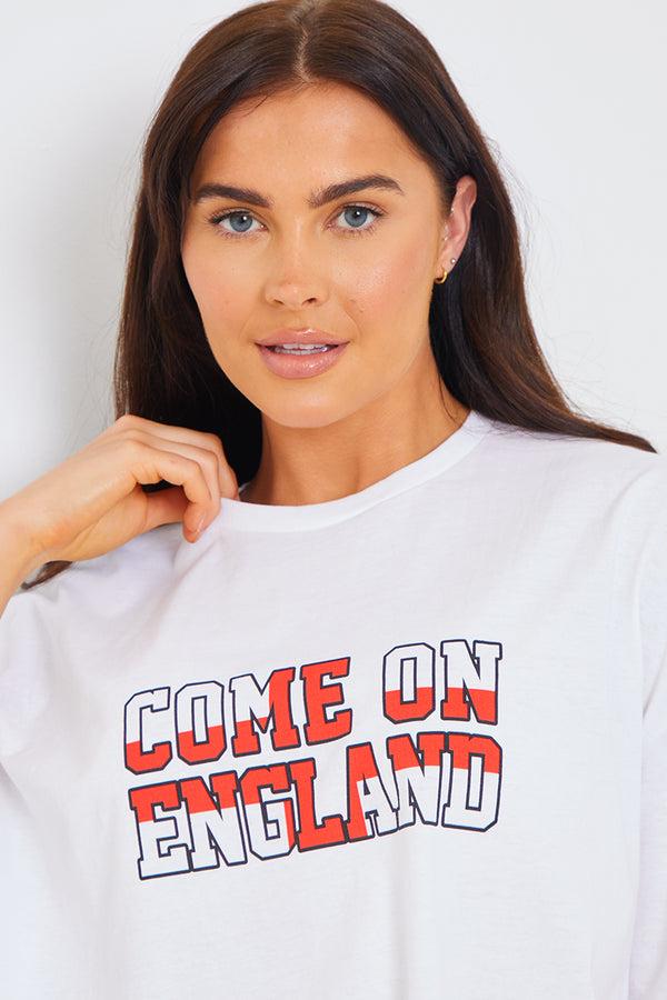 In The Style In The Style Come On England' Slogan Football T-Shirt White