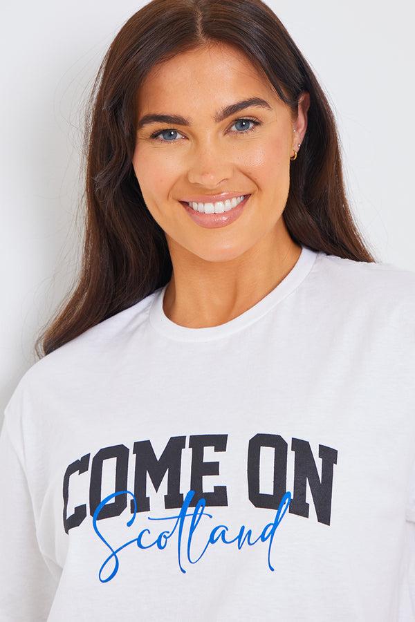 In The Style In The Style Come On Scotland' Slogan Football T-Shirt White