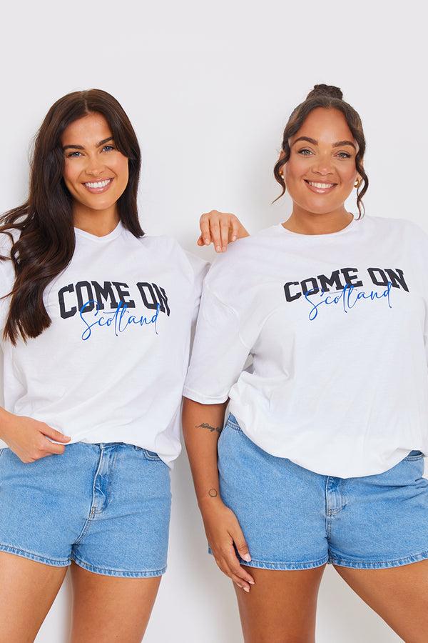 in the style In The Style Come On Scotland' Slogan Football T-Shirt White
