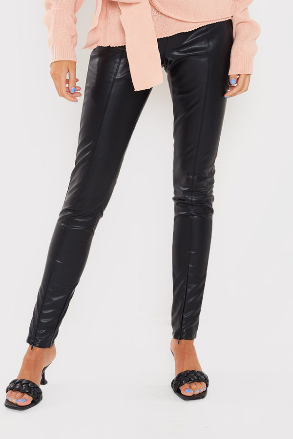 In The Style In The Style Contour' Leather Look Leggings Black