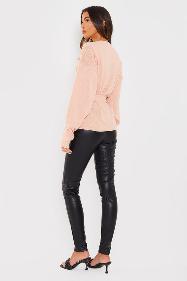 In The Style In The Style Contour' Leather Look Leggings Black