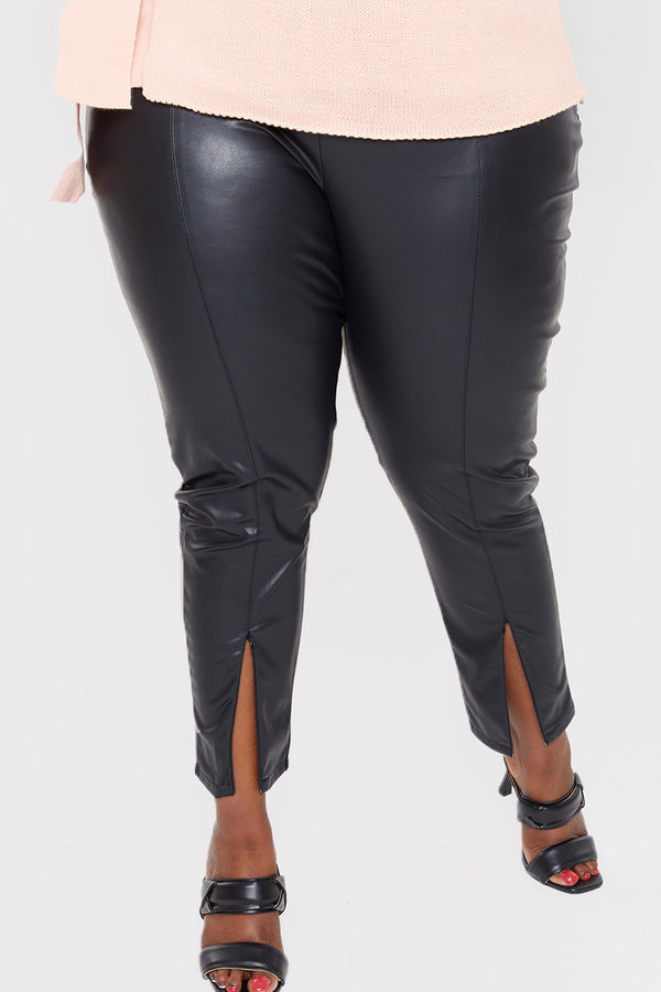 in the style In The Style Contour' Leather Look Leggings Black