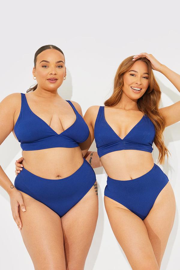 In The Style In The Style Contour Rib Bralette Bikini Top Navy