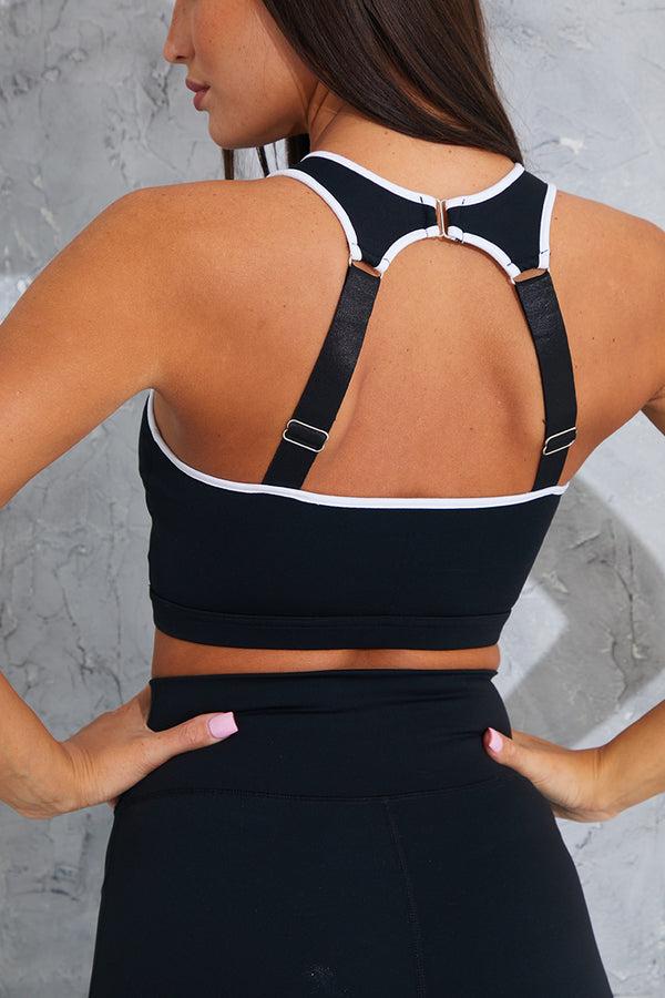 In The Style In The Style Contrast Adjustable Medium Support Sports Bra Black