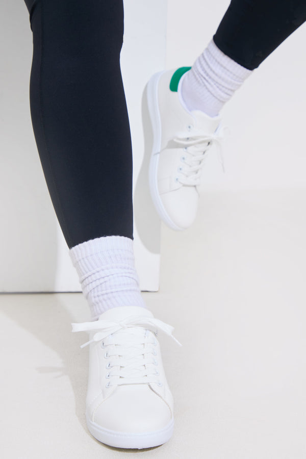 In The Style In The Style CONTRAST COLOUR HEEL LACE UP TRAINERS White
