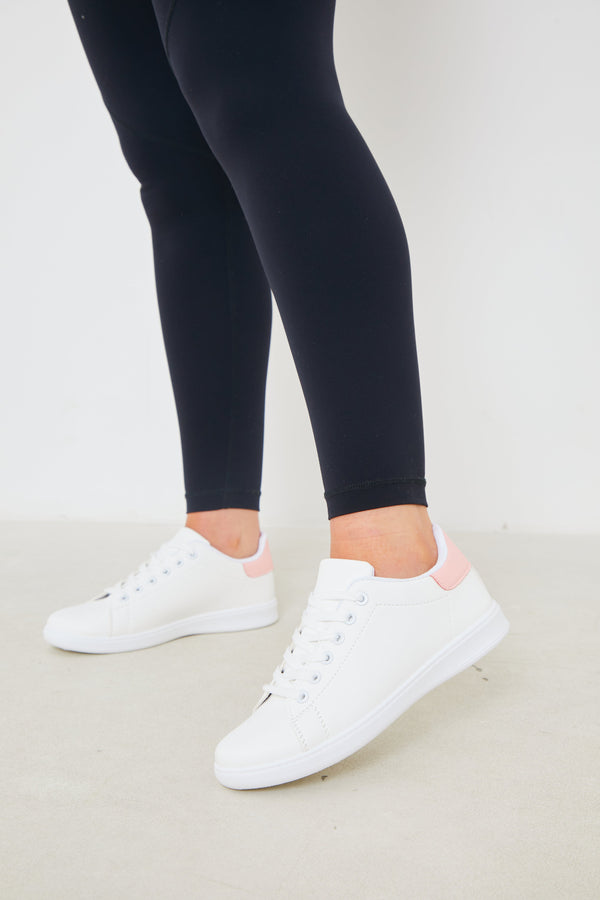 In The Style In The Style Contrast Colour Heel Lace Up Trainers Pink