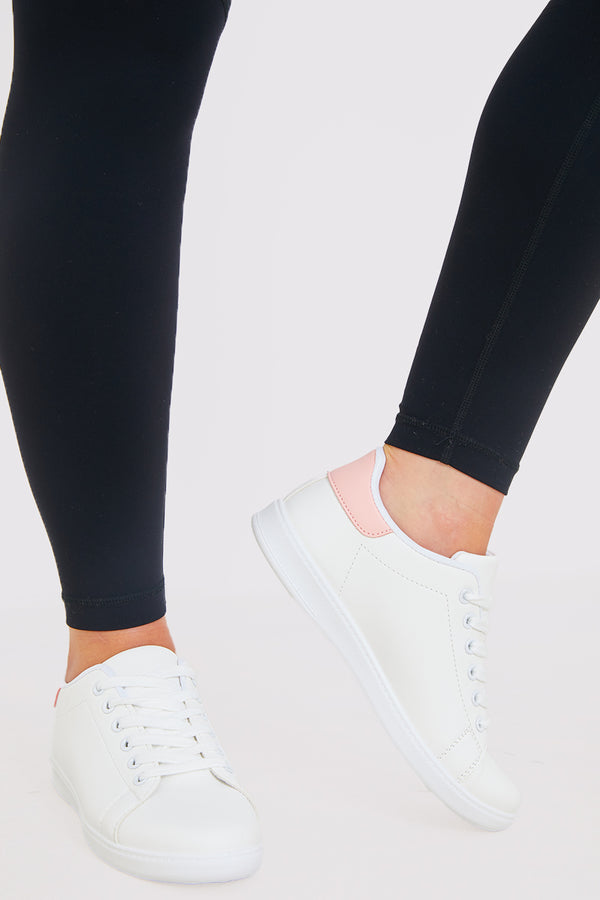 In The Style In The Style Contrast Colour Heel Lace Up Trainers Pink