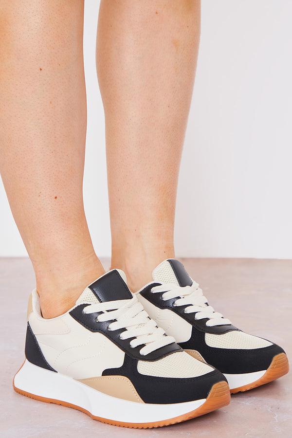 in the style In The Style Contrast Detail Sporty Trainers Black