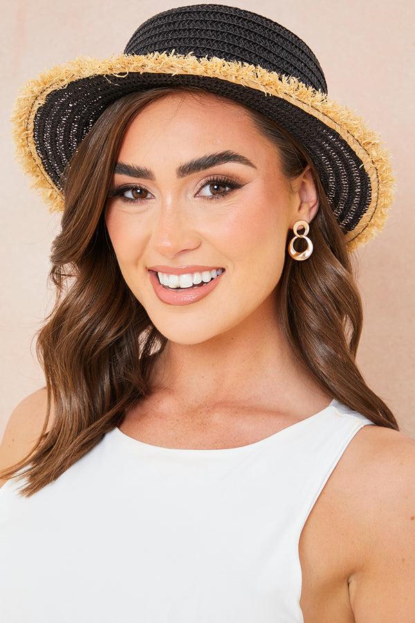In The Style In The Style Contrast Trim Summer Hat Black
