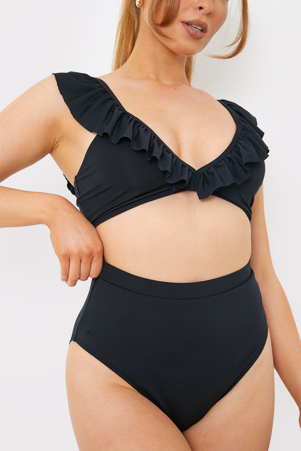 In The Style In The Style Control High Waist Bikini Bottom Black