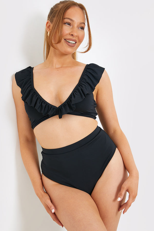 in the style In The Style Control High Waist Bikini Bottom Black