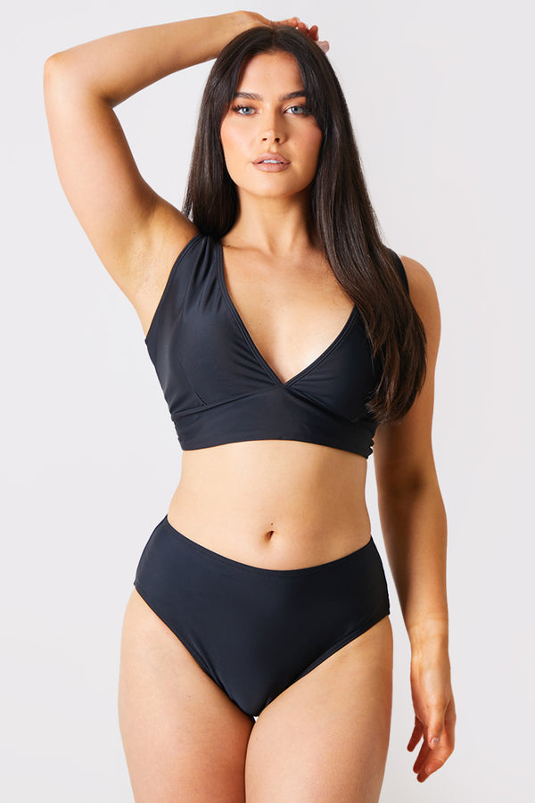 In The Style In The Style Control High Waist Full Brief Bikini Bottom Black