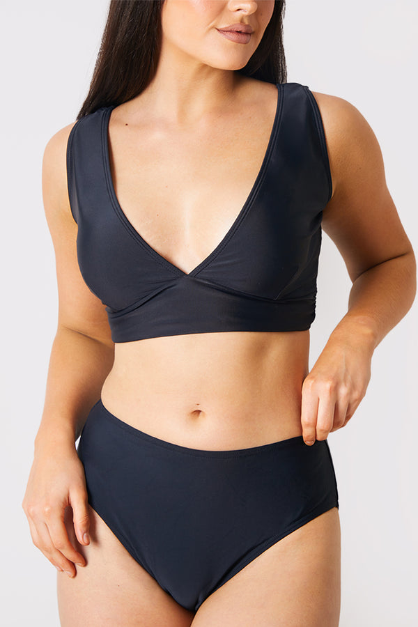 In The Style In The Style Control High Waist Full Brief Bikini Bottom Black