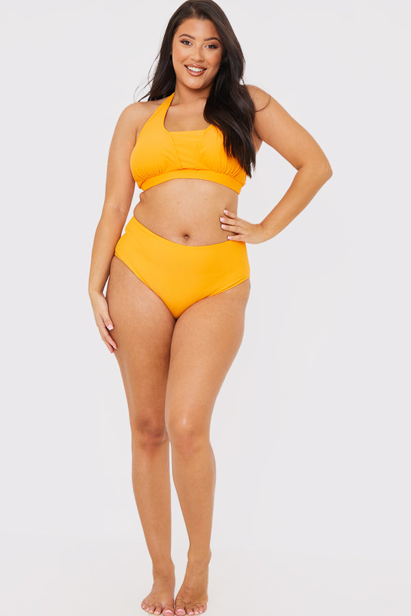 In The Style In The Style Control High Waisted Bikini Bottoms Orange