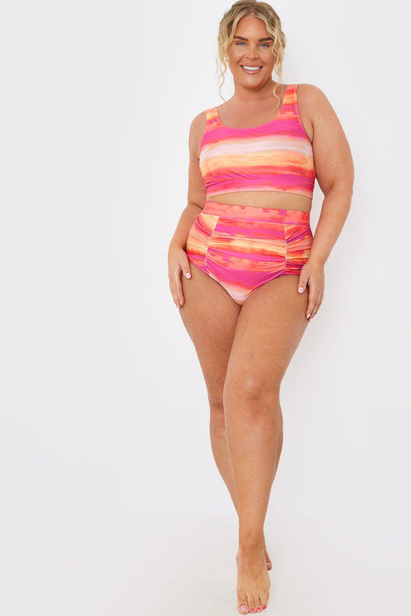 In The Style In The Style Control Ombre Print Ruched Bikini Bottoms Multi