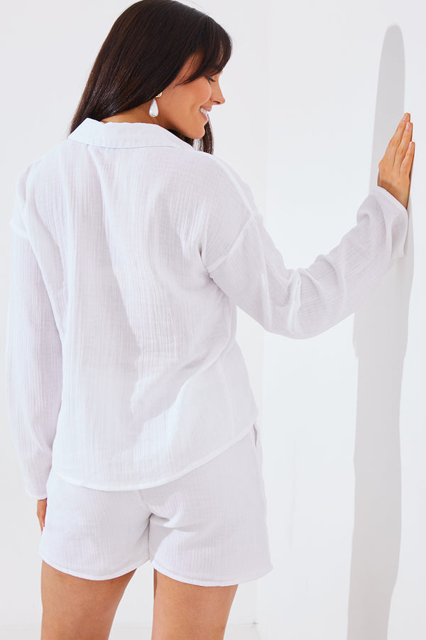 In The Style In The Style Cotton Drawstring Co-Ord Shorts White