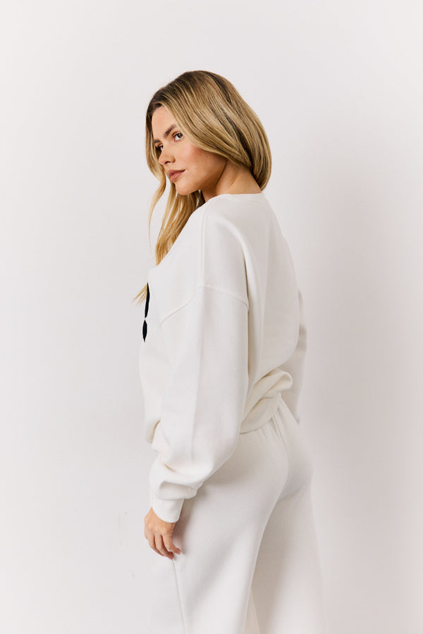 In The Style In The Style Cream 1992 Embroidered Slogan Sweatshirt Cream