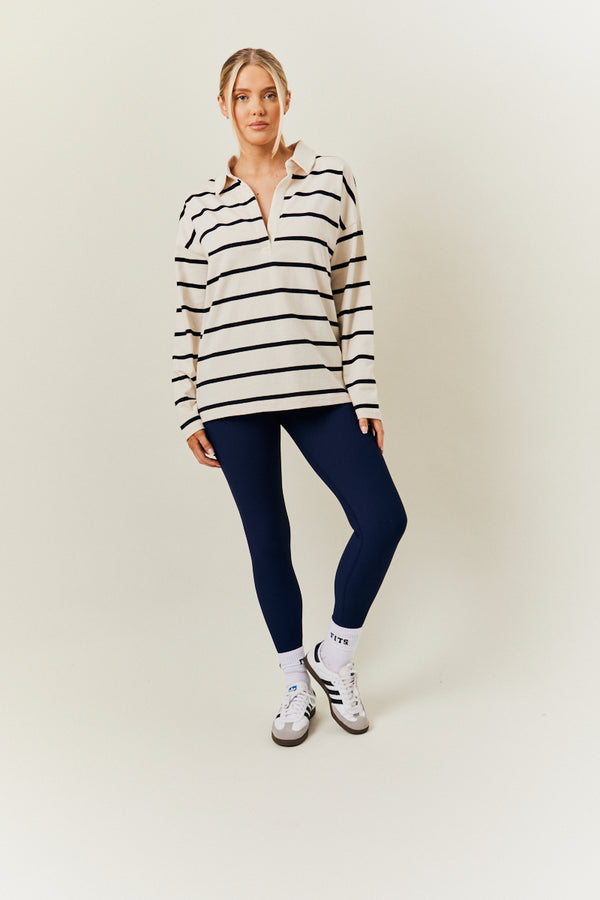 In The Style In The Style Cream & Black 90's Stripe Long Sleeve Rugby Shirt Multi