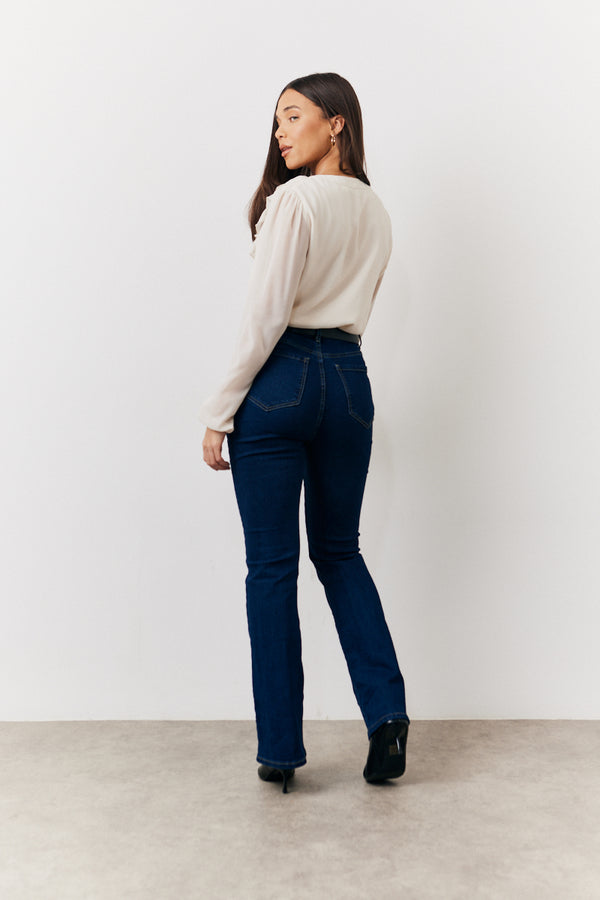 In The Style In The Style Cream Button Front Frill Bodysuit Cream