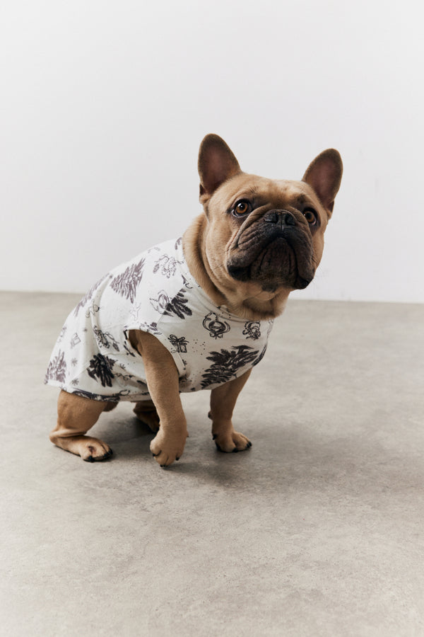 In The Style In The Style Cream Christmas Tree Matching Dog Coat Cream