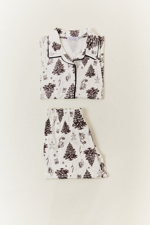 in the style In the Style Cream Mens Christmas Tree Matching Family Pj Set Cream