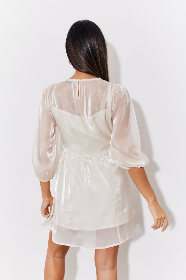In The Style In The Style Cream Organza Babydoll Mini Dress Cream