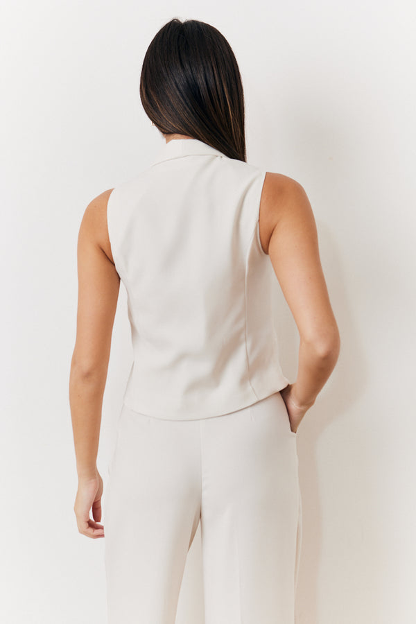 In The Style In The Style Cream Tux Waistcoat Cream