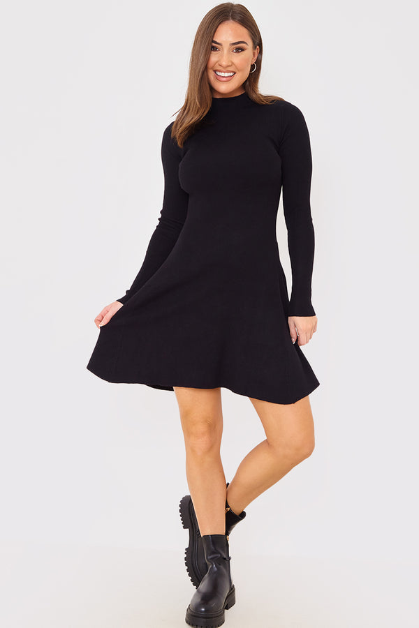 In The Style In The Style Crew Neck Skater Dress Black