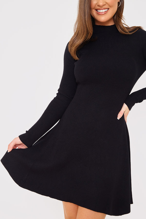 In The Style In The Style Crew Neck Skater Dress Black