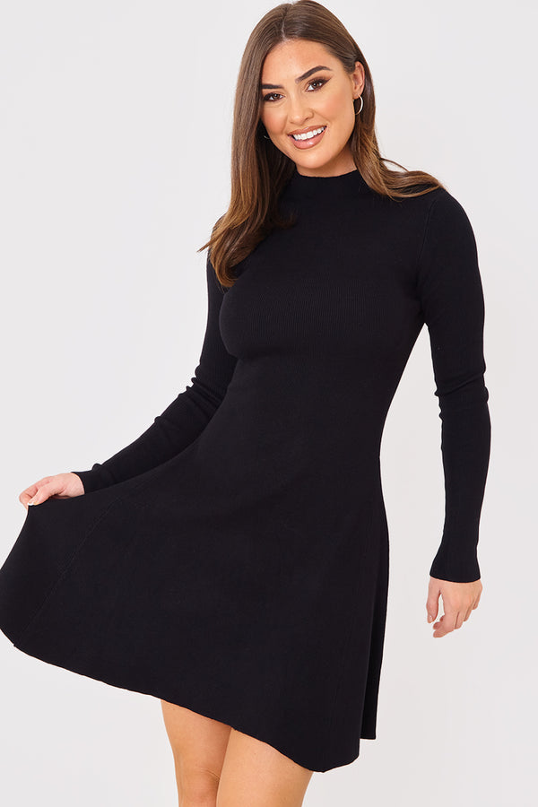 in the style In the Style Crew Neck Skater Dress Black