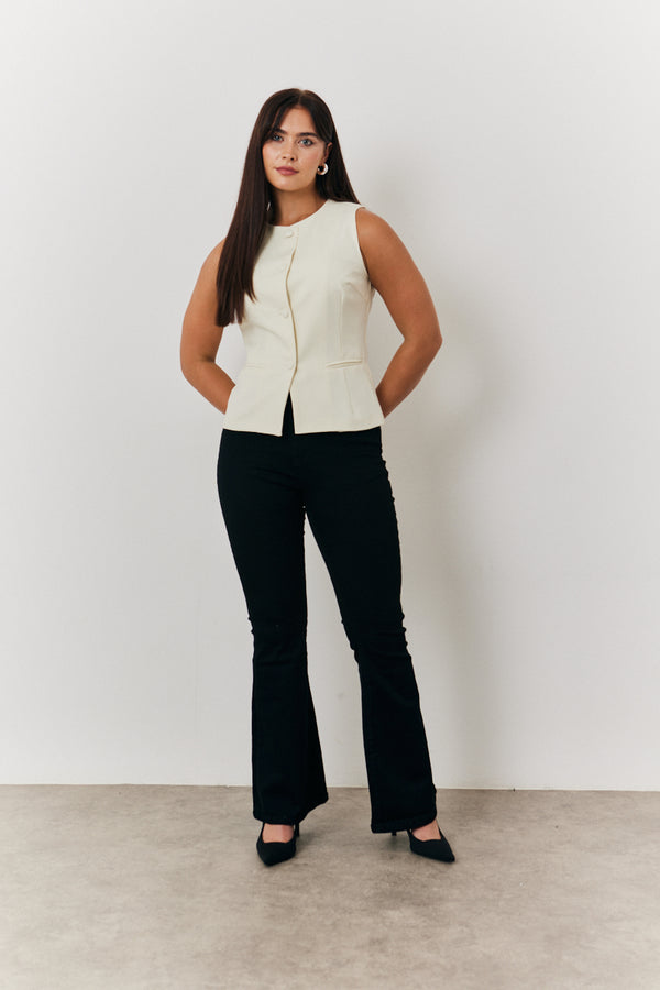 In The Style In The Style Crew Neck Waistcoat Cream