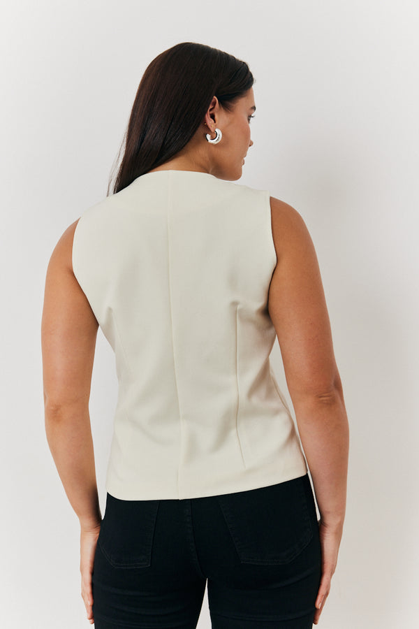In The Style In The Style Crew Neck Waistcoat Cream